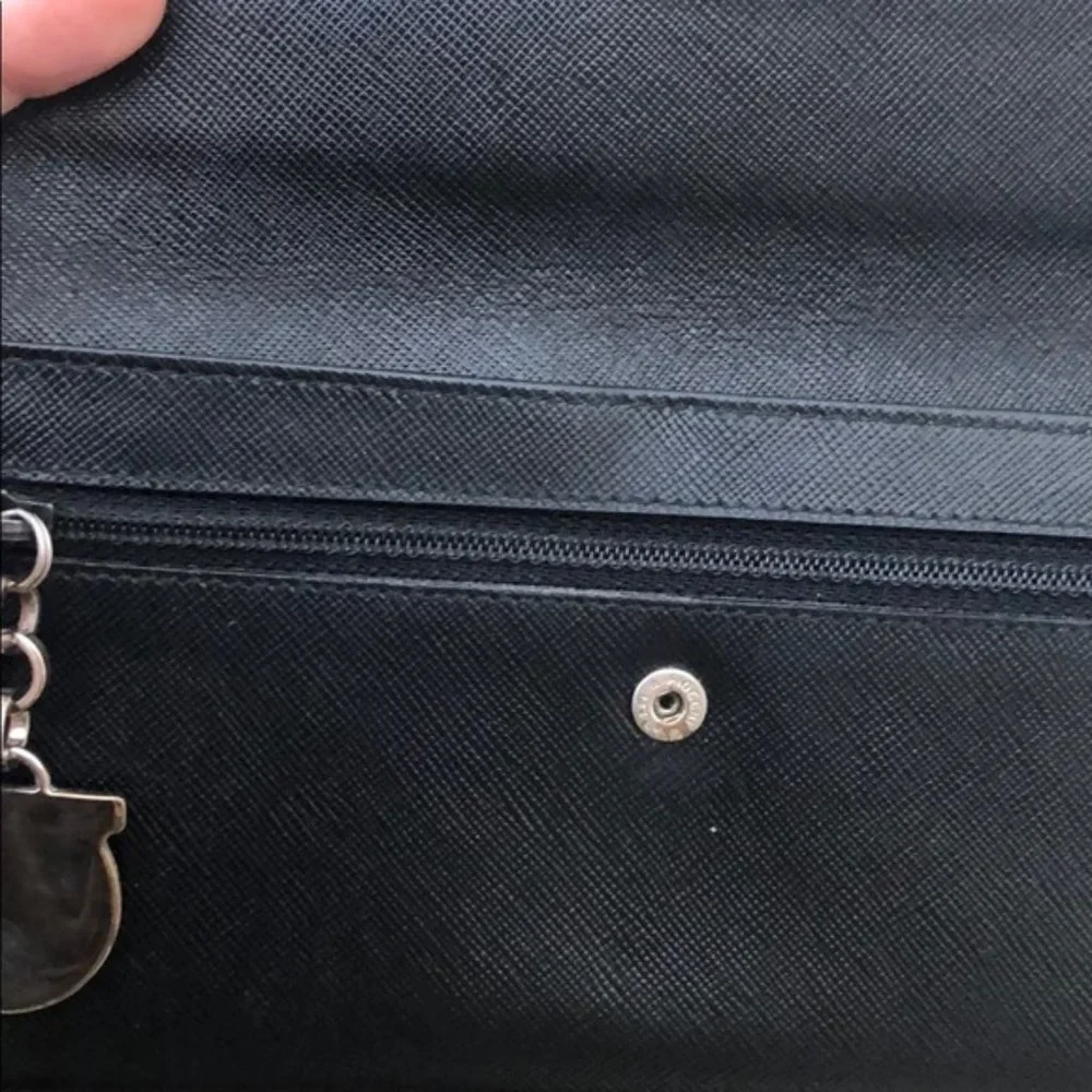 Ferragamo Leather Wallet with Logo Charm